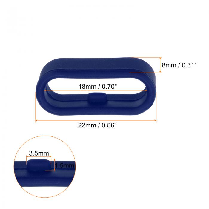10個 ウォッチバンドフィックスリング シリコン製交換用ファスナーリング シリコンウォッチホルダーキーパー 18mm幅ウォッチバンド用 ダークブルー