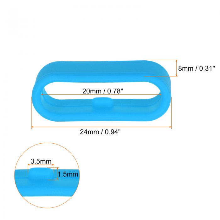 10個 ウォッチバンドフィックスリング シリコン製交換用ファスナーリング シリコンウォッチホルダーキーパー 20mm幅ウォッチバンド用 ライトブルー