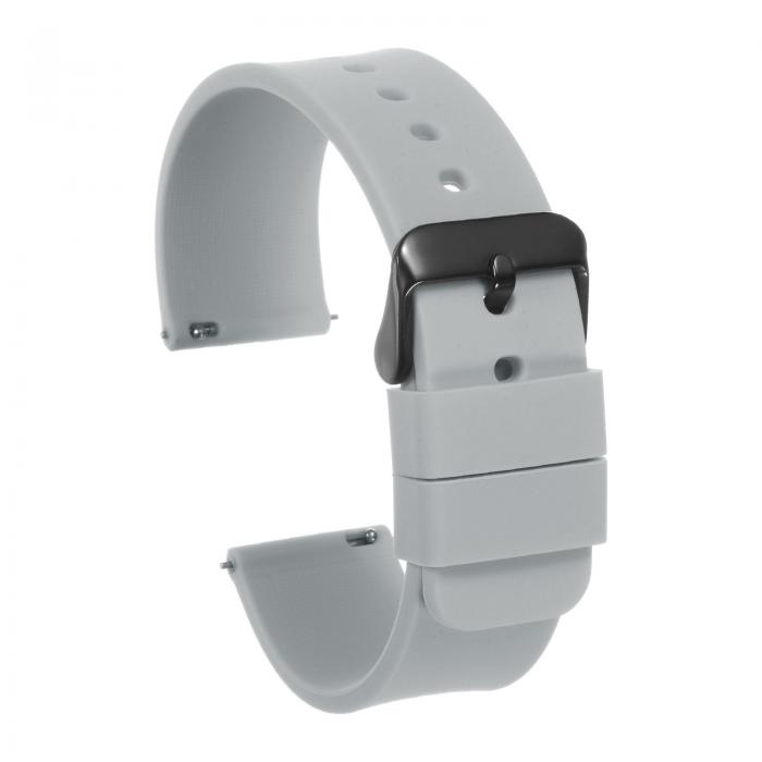 22mm幅クイックリリースソフトラバー製交換用ウォッチストラップ 黒ステンレススチールバックル付き 男..