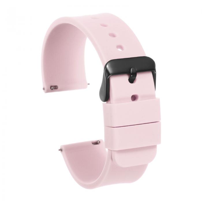 22mm幅クイックリリースソフトラバー製交換用ウォッチストラップ 黒ステンレススチールバックル付き 男..