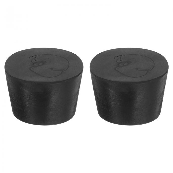 2個 ソリッドラバーストッパー テーパードラボシールチューブストッパープラグ テストチューブフラスコガラス容器産業および研究所用 37x30x25mm黒