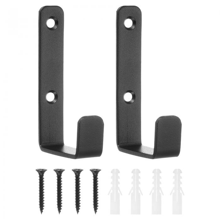 2個のコートフック 15x82mmスタイリッシュで頑丈なモダンメタル壁掛けフック 帽子 タオル ローブ ジャケット コート バッグを掛けるための黒