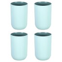 4個 プラスチック製飲料カップ ダブルカラー 割れない再利用可能なバスルームカップ マウスウォッシュカップ 歯ブ ラシタンブ ラーホルダー ライトブルー