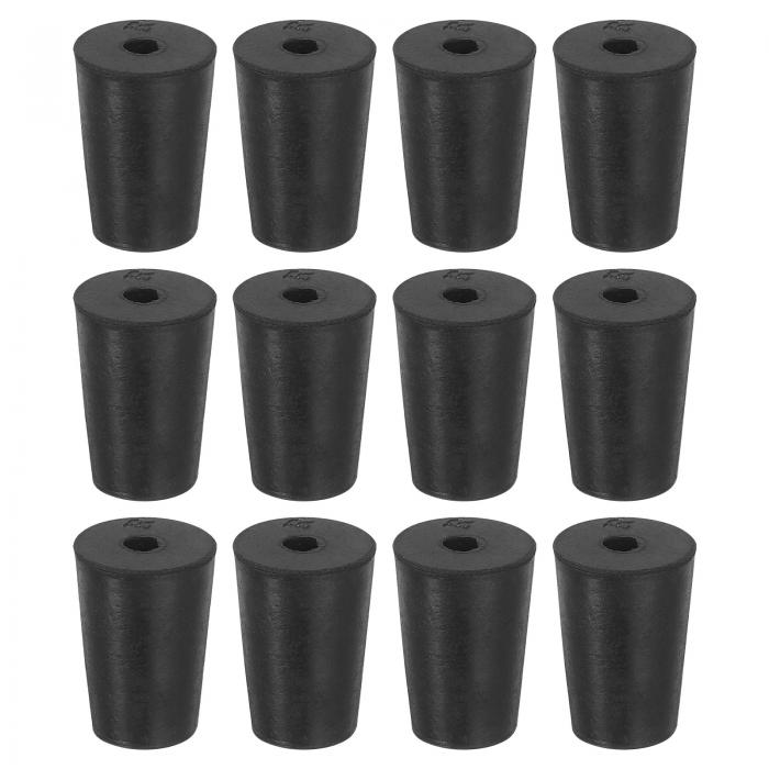 12個1穴ゴムストッパー テーパー型ラボシールチューブストッパープラグ テストチューブフラスコガラス..