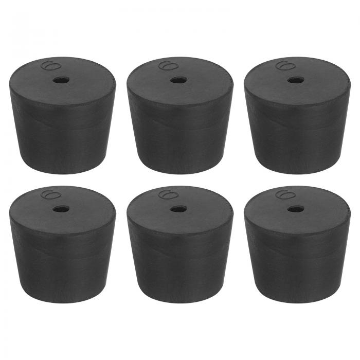 6個1穴ゴムストッパー テーパードラボシールチューブストッパープラグ テストチューブフラスコガラス容..