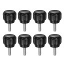 8個 ナツメリ付きクランピングノブM3 x 10mm メトリック亜鉛メッキ炭素鋼メススレッドサムスクリューオンタイプ14mmプラスチックラウンドヘッドスレッドボ...