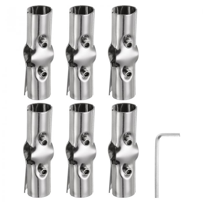 6個180度構造用パイプコネクター3ウェイエンドレールクランプ付きレンチ ステンレススチールコーナーパイプフィッティング DIYシェルフガーデンサポート1