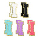 10個 グリッターチェニールレターパッチ5.5 cm/2.2"チェニールアイロンレターパッチアップリケ服帽子ジーンズ靴バッグ(ローズレッド/パープル/ブルー/黒/ホワイト I)
