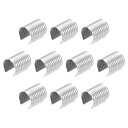 160個のレザーロープクリップ 15 x 12mm 折りたたみ式円柱コードエンドクリンプ 調節可能な折り返しクリンプコードストリングレザーファスナー DIYクラフト用 ホワイトシルバー