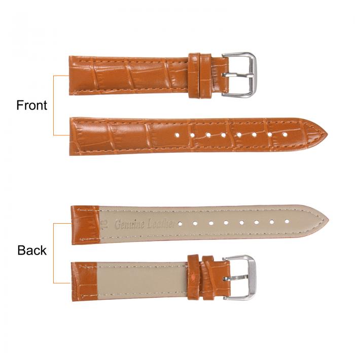 20mmエンボス加工牛革時計バンド交換用バネ棒付き 男性と女性用 ペール茶色