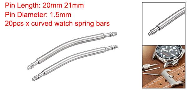 20mm 21mm 曲線バネ棒ピン 1.5mm 直径 ステンレス製 ダブルフランジエンド 腕時計バンドリンクピン 20個