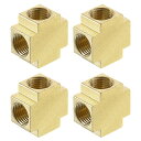 真鍮製4ウェイパイプ継手 1/4"女性バーストッククロス継手パイプアダプター 水/燃料/空気輸送用パイプライン接続用