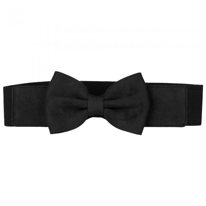 Elerevyo Women Wide Stretchy Belt, Bowknot Cinch Elastic Belts Casual for Dress Black 71-80cm/28-31.50"