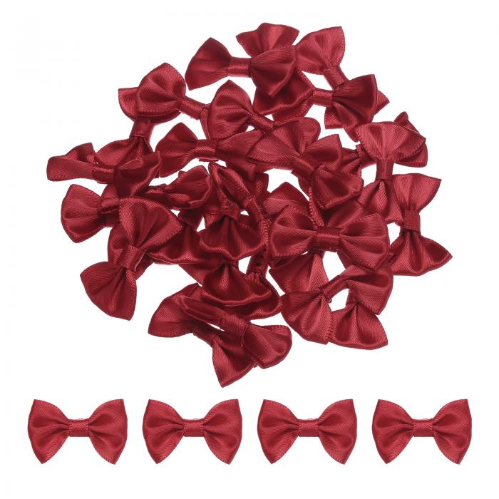 80個 ワインレッド 蝶ネクタイ 3.8 x 2.5cmミニ蝶結び 小さなサテン 蝶結び用