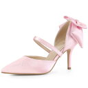 Allegra K パンプス ボウ飾り ポインテッドトゥ ピンヒール スチレットヒール レディース ピンク 26.0 cm(4)