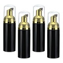 2オンス 空の泡ポンプボトル 12個 旅行用泡石鹸ディスペンサー まつ毛シャンプー ハンドソープ 黒 ガルバナイズド金色