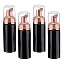 2オンス 空の泡ポンプボトル 12個 旅行用泡石鹸ディスペンサー まつ毛シャンプー ハンドソープ用の空の再充填可能なプラスチックポンプボトル 黒 ローズ金色