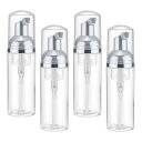 2オンス 空の泡ポンプボトル 12個 旅行用泡石鹸ディスペンサー まつ毛シャンプー ハンドソープ用の空の再充填可能なプラスチックポンプボトル クリア シルバー