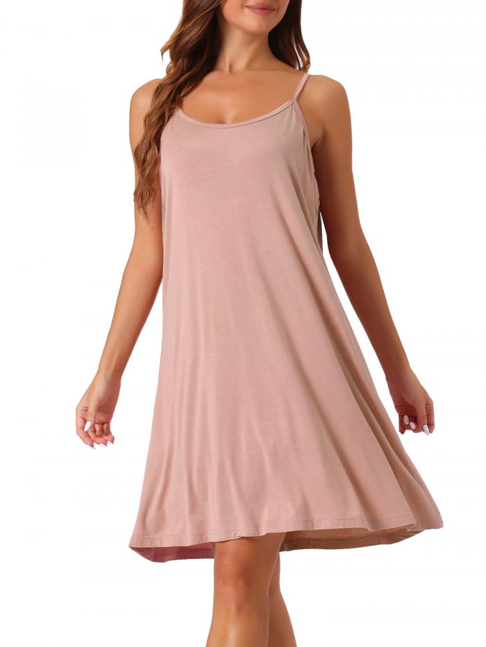 cheibear レディース ナイトガウン ノースリーブ スリープウェア スパゲッティストラップ クロスバック ナイトウェア M-3XL ピンク L