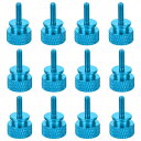 12個 M3x10mm ローレットつまみネジ コンピューターケース ねじ付き手締めネジ アルミ合金 PCケース用 スカイブルー