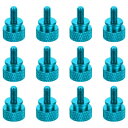 12個 M4x8mm ローレットつまみネジ コンピューターケース ねじ付き手締めネジ アルミ合金 PCケース用 スカイブルー