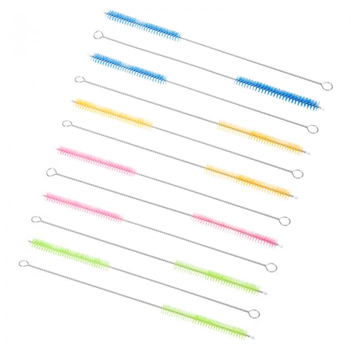PATIKIL 25 x 1 cm ロングストロー刷子12個 ストロー洗浄刷毛 ナイロンパイプチューブクリーナー毛払 ストローの掃除用 ポットの注ぎ口 4カラー