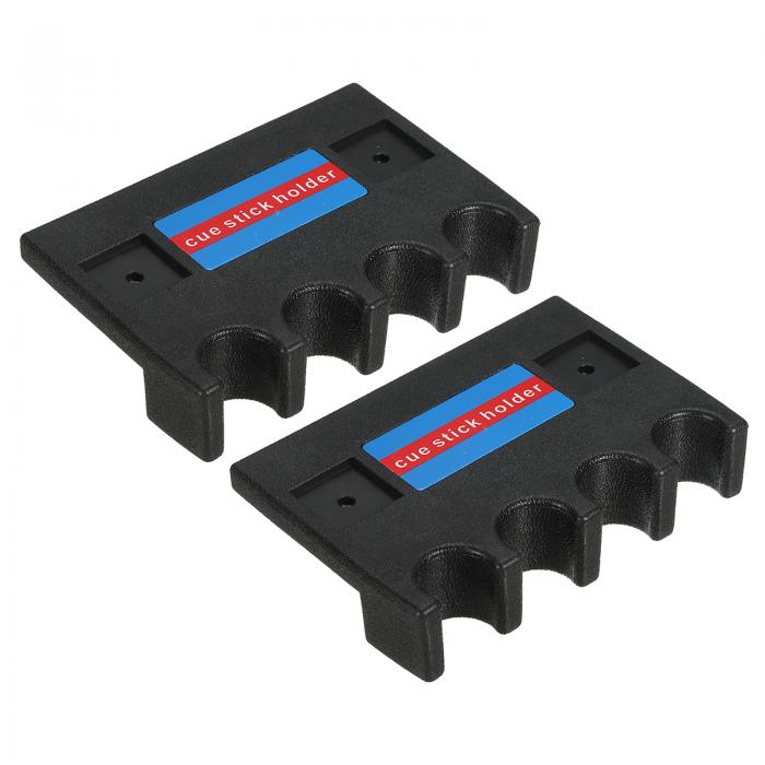 PATIKIL 2個 4ホールキューホルダー プラスチックポータブルプールスティックホルダーキューはビリヤード テーブルに対して休憩します 黒