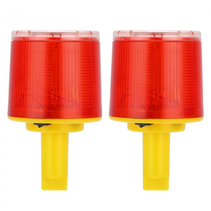 PATIKIL ソーラーストロボ警告灯 2個360度トラフィックランプ 防水 自動点灯 薄型ポール LED点滅ランプ..