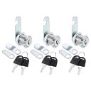 PATIKIL 20 mm キャビネットカムロック 3個 同じキー カムロックセット 亜鉛合金 収納ロック 鍵付き ファイル引き出し メールボックス ツールボックス用 シルバートーン