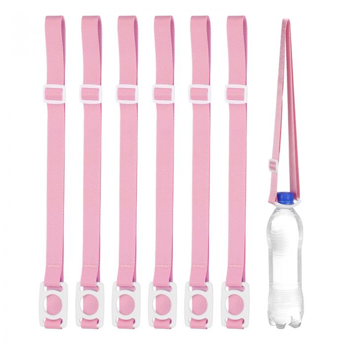 楽天ソウテンPATIKIL 2.5CMウォーターボトルランヤード 6個セットの調節可能なホルダーショルダーストラップ ホワイトリングバックルキャリアクリップ付き ハイキング ウォーキング アウトドア用 ピンク