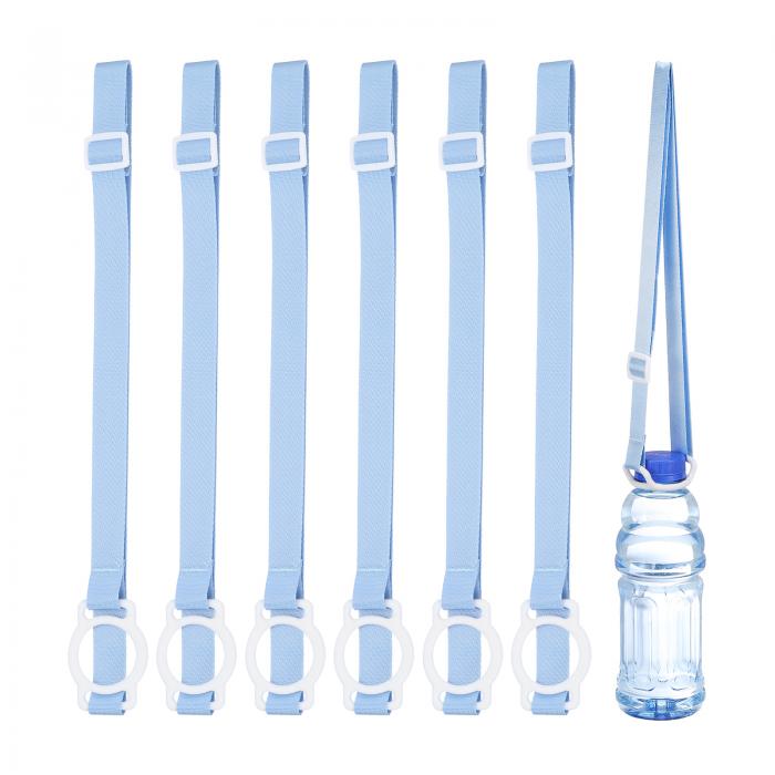楽天ソウテンPATIKIL 3.5CMウォーターボトルランヤード 6個セットの調節可能なホルダーショルダーストラップ ホワイトリングバックルキャリアクリップ付き ハイキング ウォーキング アウトドア用 ブルー