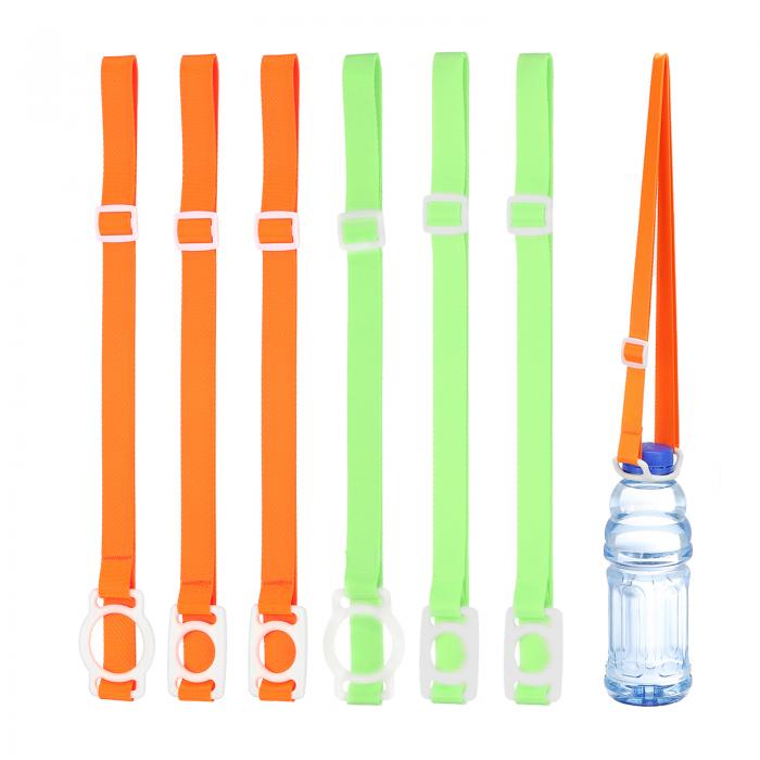 楽天ソウテンPATIKIL ウォーターボトルランヤード 6個セット ハイキング ウォーキング アウトドア用の白いキャリアリング付きショルダーストラップ（オレンジ 蛍光緑）