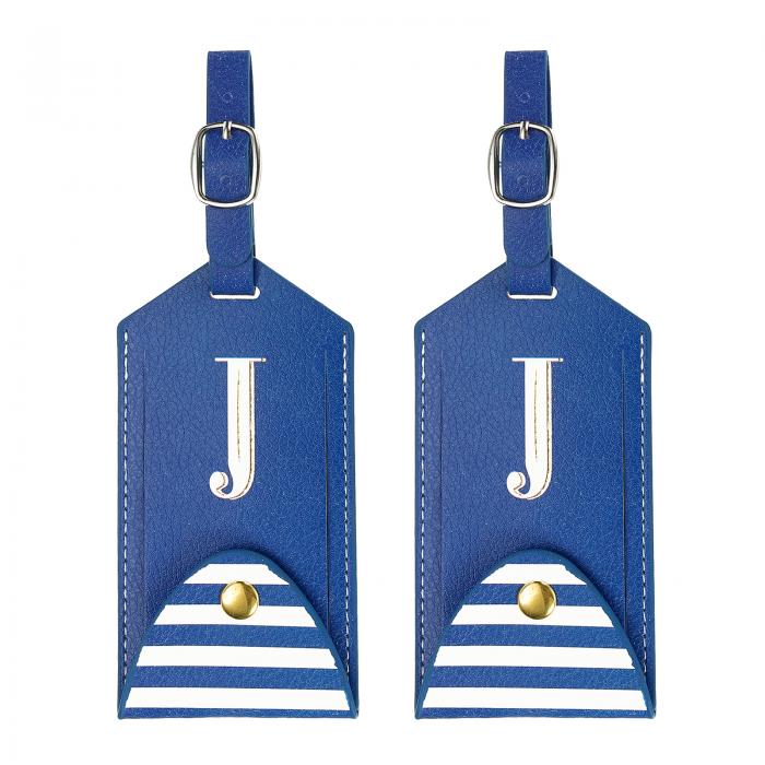 PATIKIL 荷物タグ 2個 PUレザー 刺繍入りスーツケースタグ レタートラベルタグ プライバシー保護ラベル..