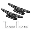 PATIKIL 128 mm ナイロンボートドッククリート 2個 カヤックロープタイクリート ネジ付き ボートドック カヤック マリン 航海用装飾 黒