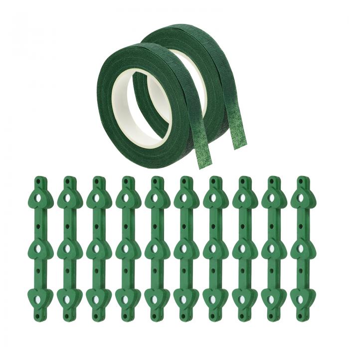 PATIKIL 花のブートニア マグネットコサージュブローチ 2ロールフローラルラッピングテープ付き 花作りDIYウェディング用 緑 10ペア