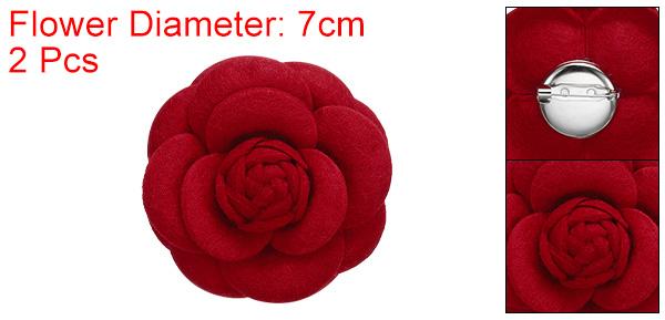 PATIKIL カメリアファブリックピン 2個花ブローチ 女性用人工花ブローチ ウェディングパーティー装飾アクセサリー宝石ギフト レッド 2