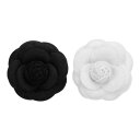 PATIKIL カメリアファブリックピン 2個花ブローチ 女性用人工花ブローチ 女性用布製ウェディングパーティー装飾アクセサリー宝石ギフト ホワイト/黒