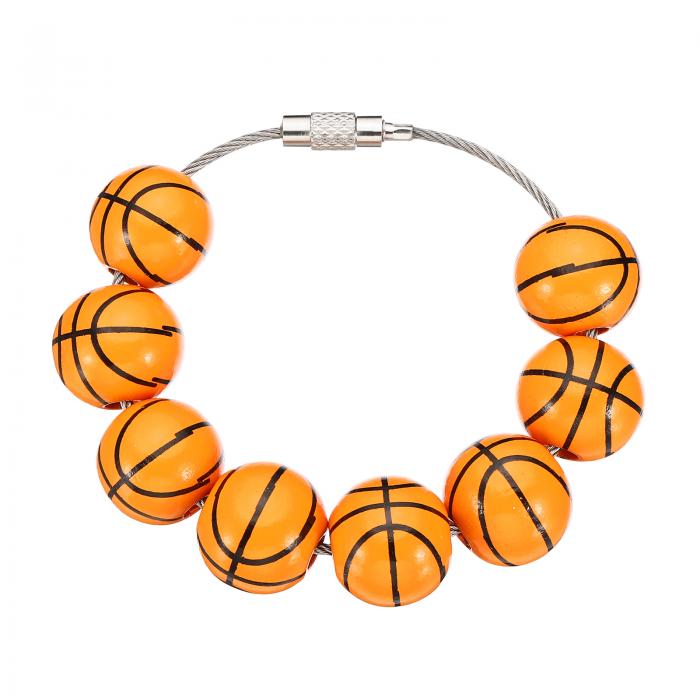 PATIKIL 1個 バッグチャ ーム バスケットボールチャ ーム スポーツチャ ームアクセサリー 木製ビーズ ジッパークリップ 盗難防止 ハンドバッグ ビーチ トートバッグ バックパック用