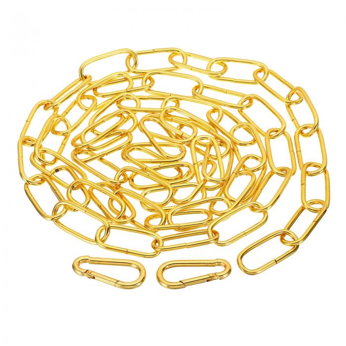 【期間限定10％OFF】PATIKIL 1.82M 金色 仕上げ照明吊り下げチェーン 金属ループチェーン 吊り下げ植物..