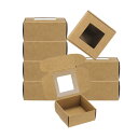 PATIKIL 2.6"x2.6"x1.2" 窓付き紙石鹸箱 20個パック 手作り石鹸箱 正方形 プレゼント包装箱 誕生日 クリスマス DIY クラフト用 茶色