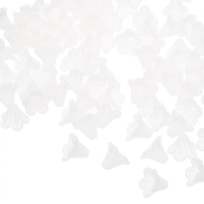 PATIKIL フロストフラワービーズ 200個のアクリルトランペットフラワービーズ ブレスレット イヤリング ネックレス 宝石メイキング DIYクラフト用 ホワイト