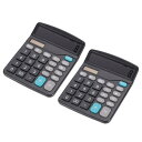 PATIKIL デスク用電卓 2個ソーラーバッテリー兼用12桁大型LCDディスプレイ標準機能電子ビッグボタン電卓 家庭用オフィスデスクトップ用 黒(2)