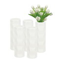 PATIKIL 花瓶 ブーケ用 スタイリッシュな花瓶5個セット 割れないプラスチック製花瓶 家庭用居間センターピースオフィス結婚式パーティー用 ホワイト