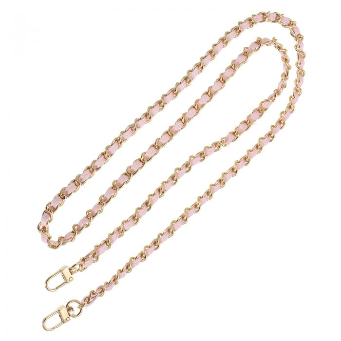 PATIKIL 財布チェーンストラップ 120 cm レザー 合金 クロスボディ ハンドバッグ チェーン ストラップ 金属バックル付き DIY財布ハンドバッグチェーン交換用 ピンク/金色