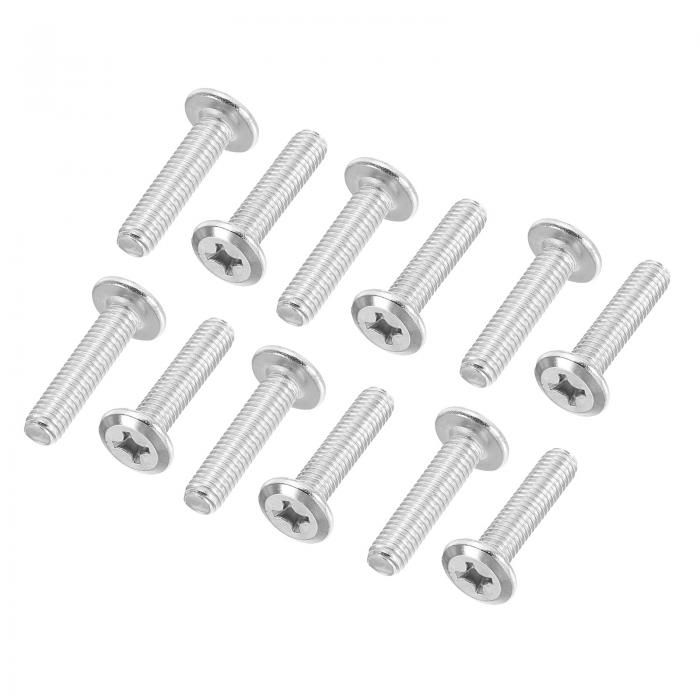 PATIKIL ラウンドヘッドねじ 32個入り M6-1 x 25mm 304ステンレススチール18-8フルスレッド マシンねじ家具ねじコネクタボルト