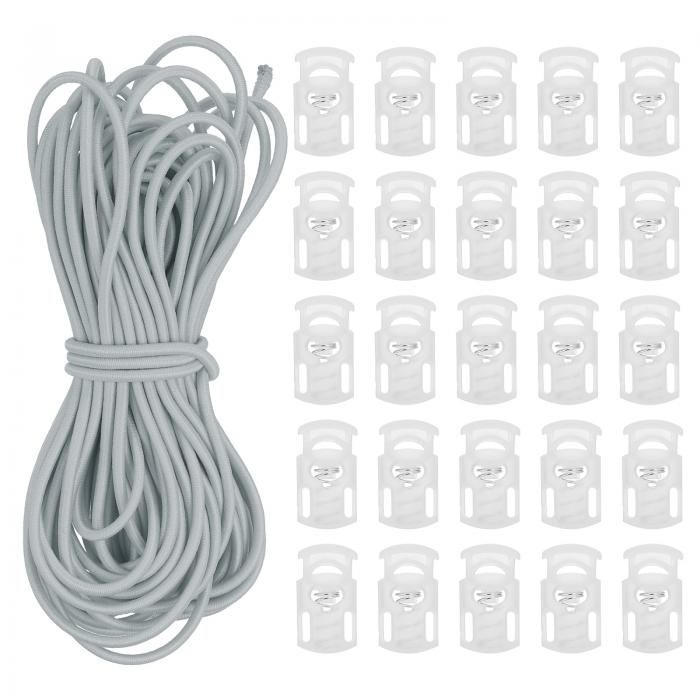PATIKIL 10ヤードの弾性バンジーコード＆シングルホールコードロック 2パックのプラスチック製オーバル..