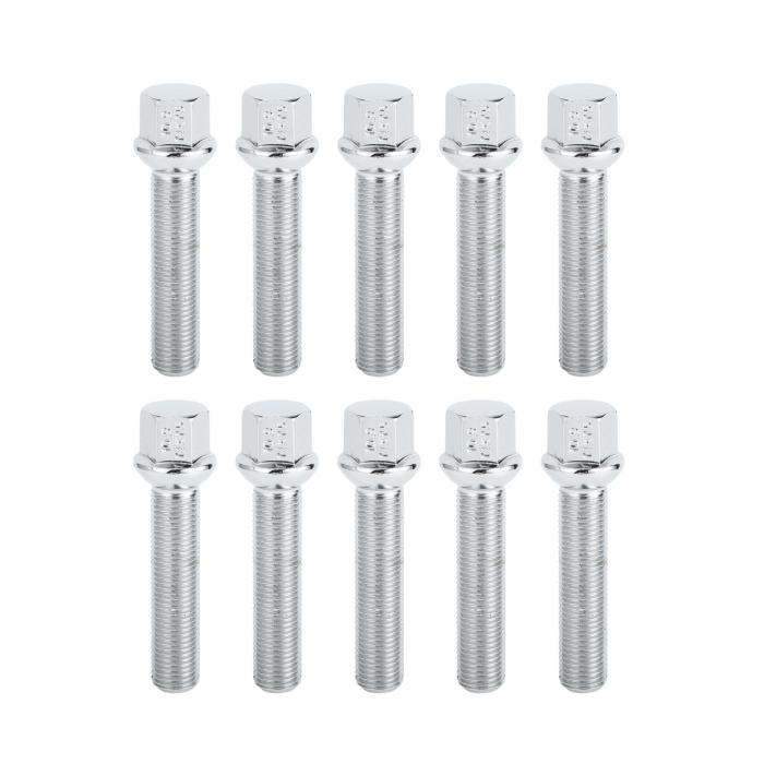 TUCKBOLD フォルクスワーゲンに対応用M14x1.5mmボールシートホイールラグボルト 19mm六角60mmシャンク長 頑丈 | エクステンデッドボルト シルバートーン 10個