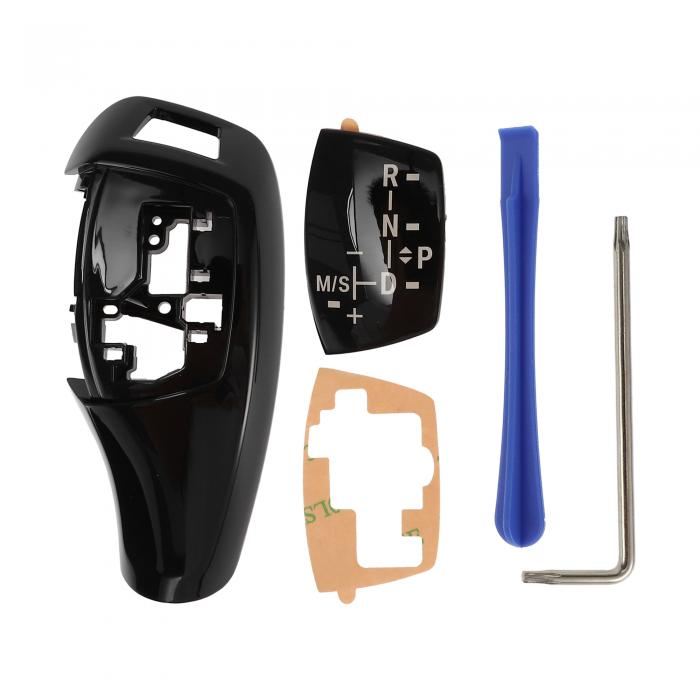 TUCKBOLD BMWに対応 1'F20 F21/2'F22 F23/3'F30用ギアシフトノブボタンカバー スポーツバージョン 防水センターコンソールノブトリムステッカー ブラック 粘着バッキング 1セット
