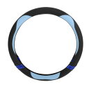 Motoforti ユニバーサルカーステアリングホイールカバー ステアリングホイール保護スリーブ 36.5-37.9cm用 防汗 フェイクレザーラバー ブラック...