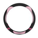 Motoforti ユニバーサルカーステアリングホイールカバー ステアリングホイール保護スリーブ 36.5-37.9cm用 防汗 フェイクレザーラバー ブラック...